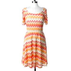 NY Collection Macy's Women Dress Knee-Length Peach Short Sleeves